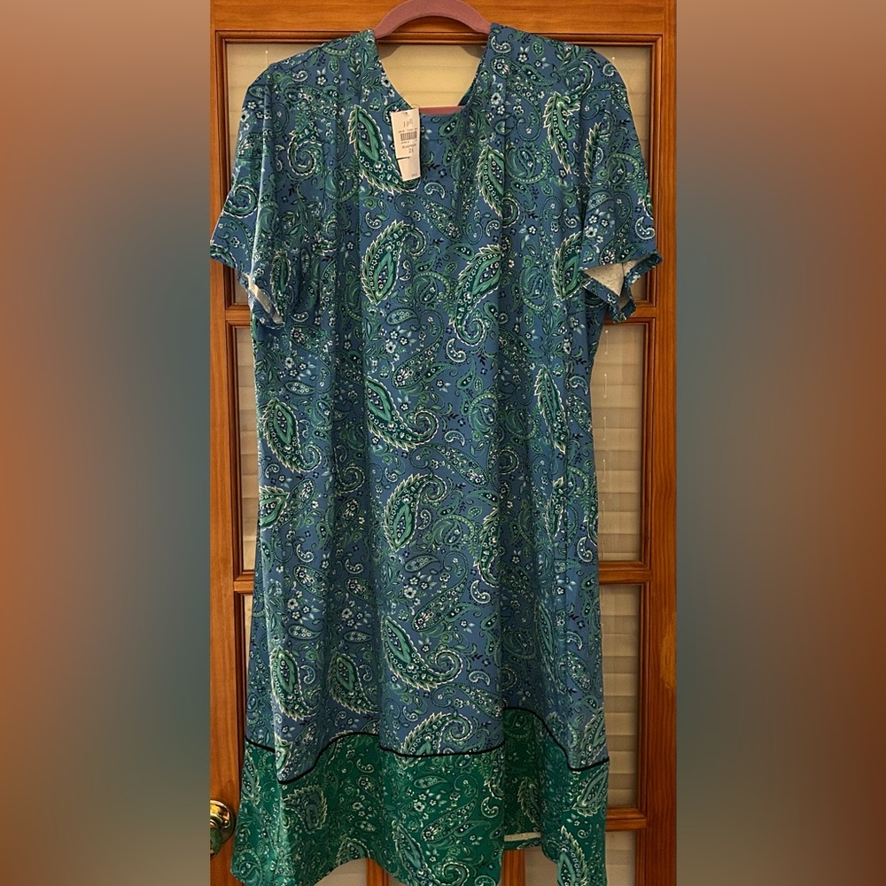 J. Jill Blue and Green Paisley Dress NWT